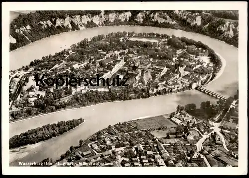 ALTE POSTKARTE WASSERBURG AM INN ORIGINAL FLIEGERAUFNAHME Flugzeugaufnahme Luftbild AK Ansichtskarte cpa postcard