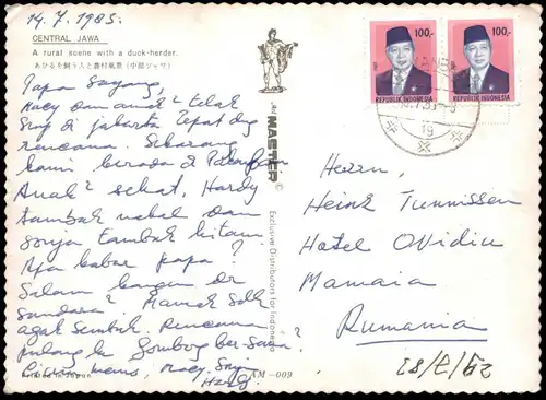 ÄLTERE POSTKARTE CENTRAL JAWA DUCK HERDER ENTENHÜTER Ente canard Java Tracht Hut hat Indonesia Ansichtskarte AK postcard