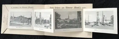 ALTE POSTKARTE VIELE GRÜSSE AUS MÜNSTER IN WESTFALEN 12 ANSICHTEN ALBUM MARIENPLATZ DOM HAFEN Ansichtskarte cpa postcard