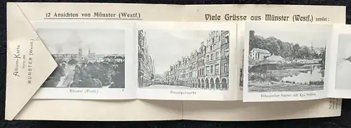 ALTE POSTKARTE VIELE GRÜSSE AUS MÜNSTER IN WESTFALEN 12 ANSICHTEN ALBUM MARIENPLATZ DOM HAFEN Ansichtskarte cpa postcard