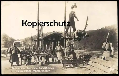 ALTE POSTKARTE HUMOR DES DEUTSCHEN LANDSTURMES FRANZOSENFIGUR soldats francais french soldiers soldat Landsturm cpa AK