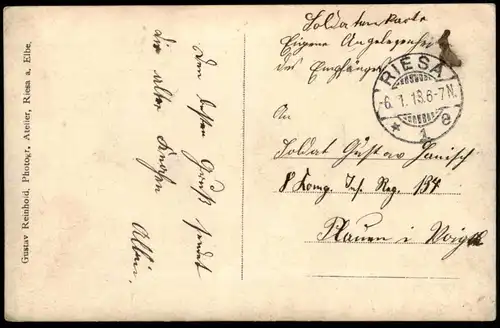 ALTE POSTKARTE RIESA DER ALTE STAB 1913 HUMOR SPIELBANK ZU MONTE-CARLO MILLION-VIERTEL Geige violin violon AK postcard