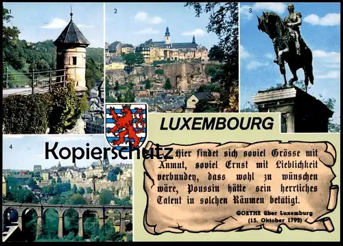 ÄLTERE POSTKARTE LUXEMBOURG HIER FINDET SICH SOVIEL GRÖSSE UND ANMUT LUXEMBURG Goethe cpa postcard AK Ansichtskarte