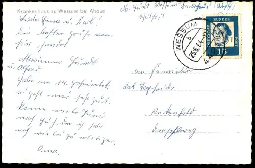 ÄLTERE POSTKARTE KRANKENHAUS ZU WESSUM BEI AHAUS Hospital Ansichtskarte AK postcard cpa