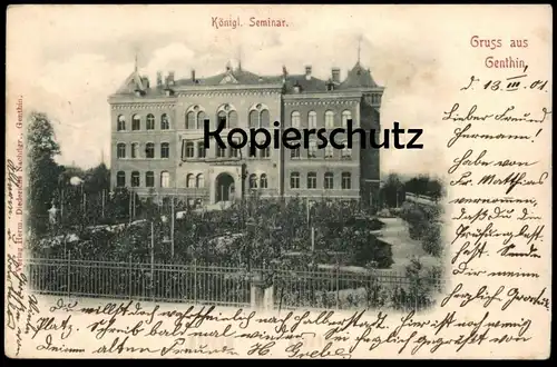 ALTE POSTKARTE GRUSS AUS GENTHIN KÖNIGLICHES SEMINAR Schule school école cpa postcard Ansichtskarte AK