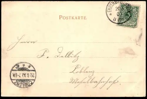 ALTE POSTKARTE COBLENZ EHRENBREITSTEIN 1900 FESTUNG FESTE Schiffbrücke Koblenz Ansichtskarte postcard cpa AK