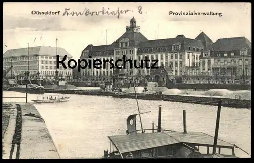 ALTE POSTKARTE DÜSSELDORF PROVINZIALVERWALTUNG FRACHTSCHIFF DAMPFER STEAMER CARGO STEAMSHIP SCHIFF SHIP postcard cpa AK