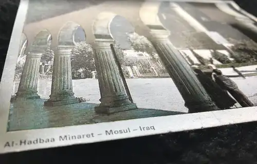ÄLTERE POSTKARTE AL-HADBAA MINARET MOSUL versilbert silver plated Silber Iraq Mossoul cpa postcard AK Ansichtskarte