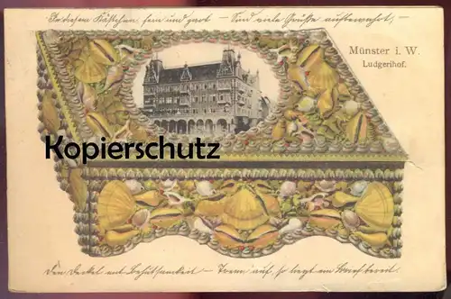 ALTE POSTKARTE MÜNSTER LUDGERIHOF 1902 SYSTEMKARTE SCHMUCKKÄSTCHEN cpa à systeme Ansichtskarte AK postcard