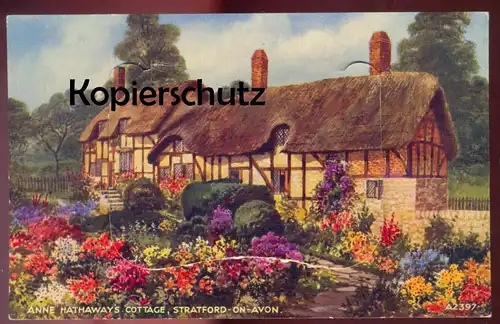 ÄLTERE POSTKARTE STRATFORD UPON AVON ANNE HATHAWAY'S COTTAGE SYSTEMKARTE Shakespear postcard Ansichtskarte cpa AK