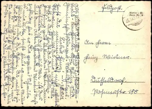 ALTE POSTKARTE GRUSS AUS RHEINE FELDPOST 1939 EHRENMAL KAFFEE GESCHÄFT FENGEN... Ansichtskarte AK cpa postcard