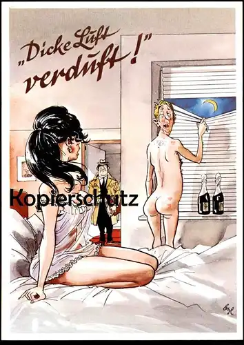 ÄLTERE POSTKARTE DICKE LUFT VERDUFT NACKT AFFÄRE FREMDGEHEN EHEBRUCH unfaithful affair voir ailleurs nude love postcard
