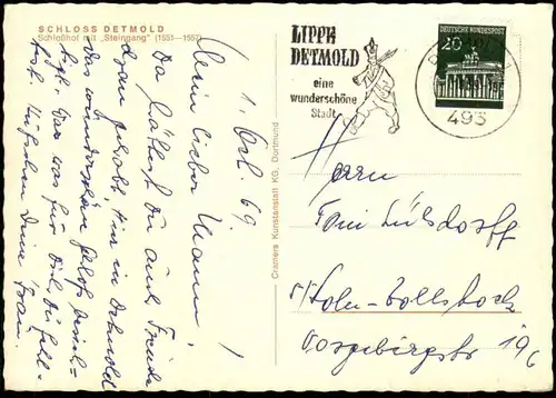 ÄLTERE POSTKARTE DETMOLD SCHLOSSHOF MIT STEINGANG SCHLOSS chateau castle AK cpa Ansichtskarte postcard