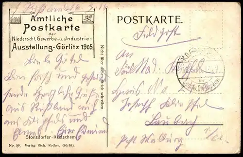 ALTE POSTKARTE GÖRLITZ 1905 STONSDORFER KRETSCHAM RUPPERT STONSDORF HERISCHDORF NIEDERSCHLESISCHE AUSSTELLUNG Zgorzelec