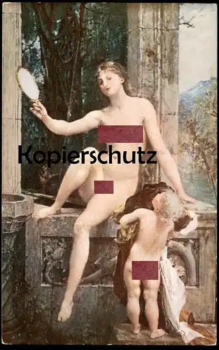 ALTE KÜNSTLER POSTKARTE DIE WAHRHEIT THE TRUTH LE VÉRITÉ BAUDRY Frau femme seins nus nude breast woman nudity gilt edge