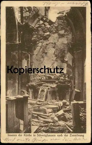 ALTE POSTKARTE SCHWEIGHAUSEN KIRCHE NACH DER ZERSTÖRUNG ALTAR SCHWEIGHOUSE THANN ALSACE ELSASS cpa Ansichtskarte AK