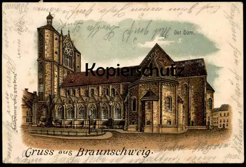 ALTE LITHO POSTKARTE GRUSS AUS BRAUNSCHWEIG 1901 DER DOM Kirche Ansichtskarte AK cpa postcard