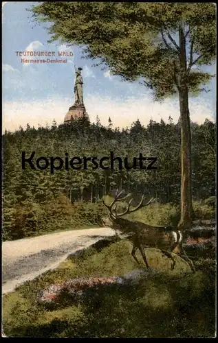 ALTE POSTKARTE HERMANNS-DENKMAL IM TEUTOBURGER WALD MIT HIRSCH DETMOLD Deer AK Ansichtskarte cpa postcard