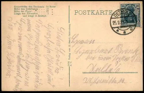 ALTE POSTKARTE HERMANNS-DENKMAL IM TEUTOBURGER WALD MIT HIRSCH DETMOLD Deer AK Ansichtskarte cpa postcard
