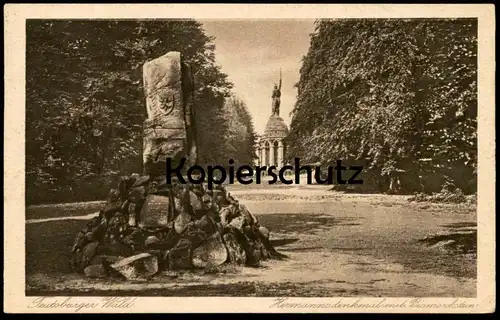 ALTE POSTKARTE HERMANNSDENKMAL MIT BISMARCKSTEIN TEUTOBURGER WALD BEI DETMOLD 1929 Ansichtskarte AK cpa postcard