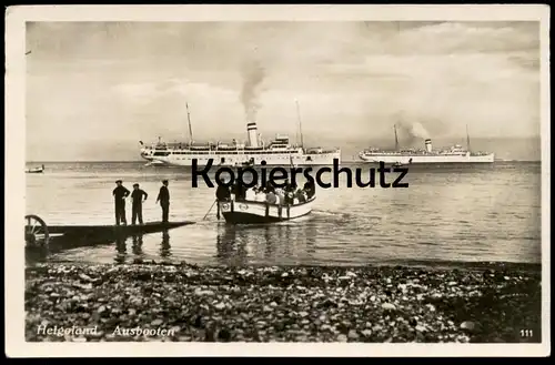 ALTE POSTKARTE HELGOLAND 1928 AUSBOOTEN STEMPEL AUF HOHER SEE AN BORD DES TURB.-DAMPFERS COBRA postcard Ansichtskarte AK