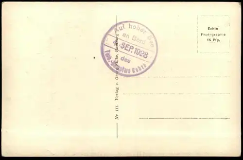 ALTE POSTKARTE HELGOLAND 1928 AUSBOOTEN STEMPEL AUF HOHER SEE AN BORD DES TURB.-DAMPFERS COBRA postcard Ansichtskarte AK