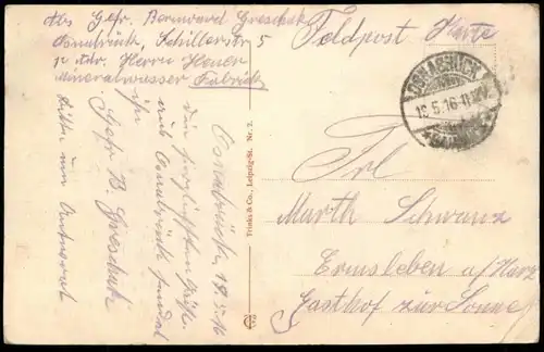 ALTE POSTKARTE OSNABRÜCK NICOLAIORT HETTLAGE & LAMPE CONRAD TACK J. KIEFER M. NIEMEYER Strassenbahn AK cpa postcard