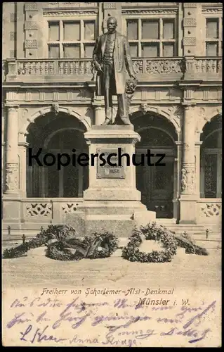 ALTE POSTKARTE MÜNSTER BURCHARD FREIHER VON SCHORLEMER-ALST DENKMAL Kränze Kranz Ansichtskarte AK postcard cpa monument
