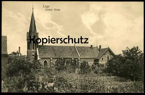 ALTE POSTKARTE LAGE IN LIPPE KATHOLISCHE KIRCHE 1909 Garten church église Ansichtskarte AK cpa postcard