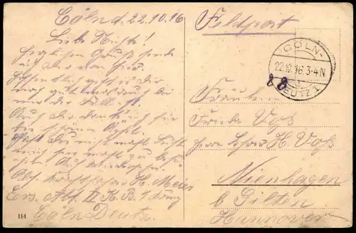 ALTE POSTKARTE CÖLN PARTIE AM DEUTSCHEN RING EINGANG SPIELPLATZ MÄDCHEN MIT REH JÜNGLING MIT PFERD HANS WILDERMANN Köln