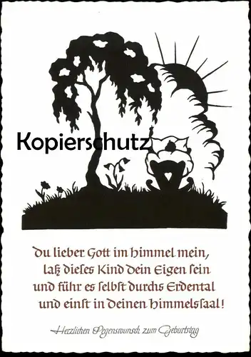 ÄLTERE KÜNSTLER POSTKARTE DU LIEBER GOTT IM HIMMEL KIND WIEGE GEBURT birth Baby Kind Scherenschnitt Silhouette cpa AK