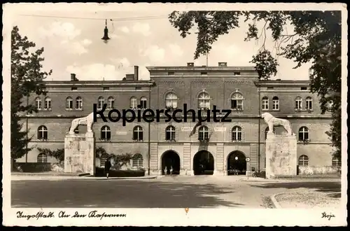 ALTE POSTKARTE INGOLSTADT AN DEN KASERNEN 1940 CAVALIER-SPRETI KASERNE Löwen lions Löwe lion Ansichtskarte cpa postcard