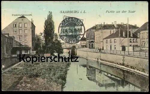 ALTE POSTKARTE SAARBURG I. L. ELEKTRIZITÄTSWERK PARTIE AN DER SAAR Ansichtskarte AK cpa postcard