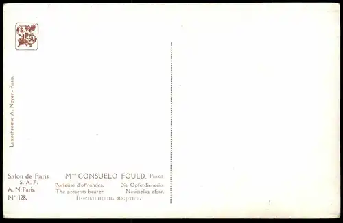 ALTE KÜNSTLER POSTKARTE CONSUELO FOULD woman Frau femme seins nus nude breast woman nudity slave cpa postcard AK