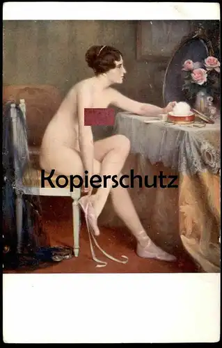 ALTE KÜNSTLER POSTKARTE E. TABARY UNE ÉTOILE DANS SA LOGE Frau femme seins nus nude breast woman nudity actress postcard