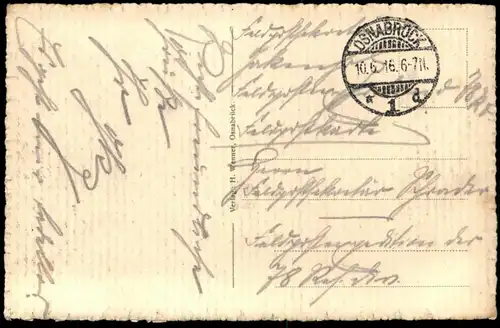 ALTE POSTKARTE OSNABRÜCK RATHAUS KUTSCHE MIT SCHIMMEL PFERD FELDPOST 1916 white horse cheval blanc AK cpa postcard