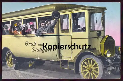 ALTE POSTKARTE GRUSS AUS STUTTGART 1929 OMNIBUS SYSTEMKARTE Bus Ansichtskarte AK cpa postcard