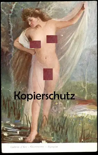 ALTE KÜNSTLER POSTKARTE GIANDRONE NYMPHE nymph woman Frau femme seins nus nude breast woman nudity cpa postcard AK