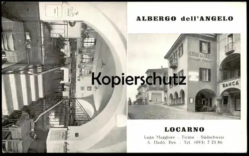 ÄLTERE KARTE LOCARNO ALBERGO DELL' ANGELO LAGO MAGGIORE TICINO Tessin Suisse Schweiz postcard cpa Ansichtskarte AK