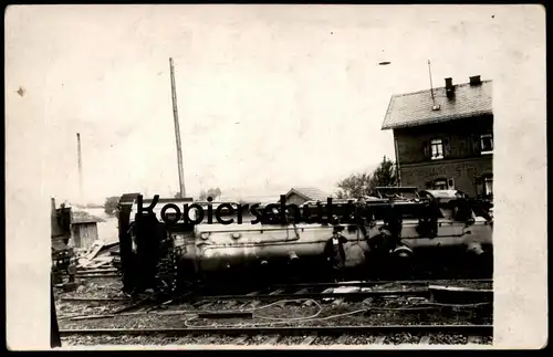 ALTE POSTKARTE EISENBAHN UNGLÜCK DAMPFLOK LOKOMOTIVE VERM. BAYERN train accident Katastrophe Zugunglück Eisenbahnunglück
