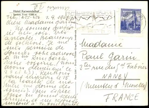 ÄLTERE POSTKARTE HOTEL KARWENDELHOF SEEFELD TIROL SONNENUHR Sundial cadran solaire Ansichtskarte cpa AK