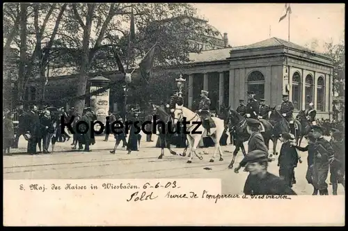 ALTE POSTKARTE WIESBADEN SEINE MAJESTÄT KAISER WILHELM SCHIMMEL Pferd horse cheval emperor of germany cpa postcard AK