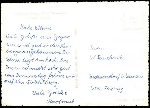 ÄLTERE POSTKARTE GEYER WINTER SCHNEE ERZGEBIRGE JUGENDHERBERGE ADOLF HENNECKE Ansichtskarte AK postcard cpa