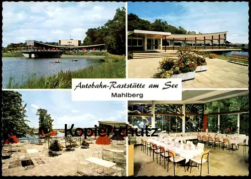 ÄLTERE POSTKARTE AUTOBAHN RASTSTÄTTE AM SEE MAHLBERG Pächter Carl Greiner A5 Ansichtskarte cpa postcard AK