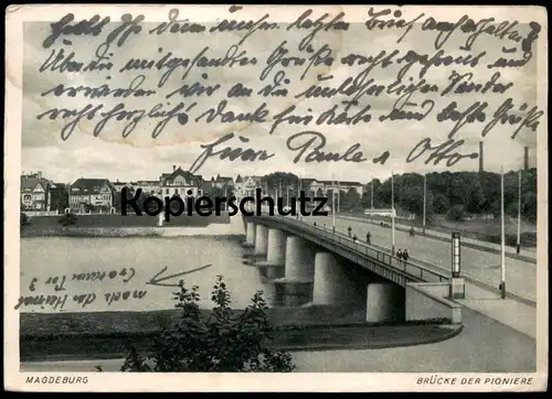 ALTE POSTKARTE MAGDEBURG BRÜCKE DER PIONIERE 1940 pont bridge Ansichtskarte postcard cpa AK