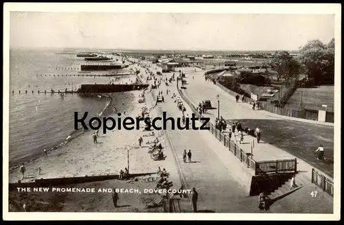 ALTE POSTKARTE THE NEW PROMENADE AND BEACH DOVERCOURT ESSEX postcard Ansichtskarte cpa AK