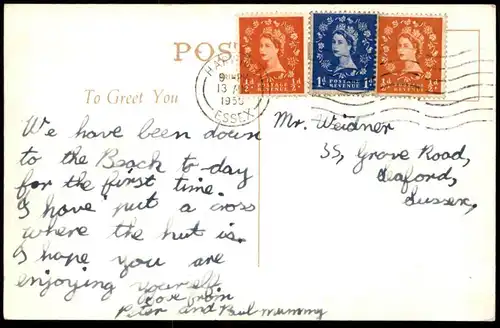 ALTE POSTKARTE THE NEW PROMENADE AND BEACH DOVERCOURT ESSEX postcard Ansichtskarte cpa AK