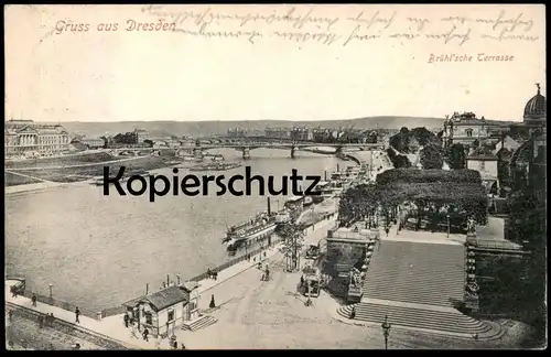 ALTE POSTKARTE GRUSS AUS DRESDEN BRÜHL'SCHE TERRASSE Schiff Dampfer Ansichtskarte cpa AK postcard