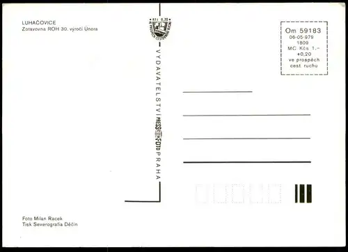 ÄLTERE POSTKARTE LUHACOVICE ZOTAVOVNA ROH 30 VYROCI UNORA Tschechische Republik Ceska Cesko Ansichtskarte postcard cpa