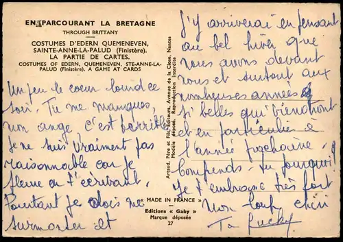 ALTE POSTKARTE JEU DE CARTES COSTUMES D'EDERN QUEMENEVEN card playing Kartenspiel cpa postcard